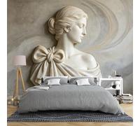 Murale Da Parete Con Busto Di Dea Classica In Rilievo 3D 350 × 280 Cm Scultura Artistica Con Fiocco Carta Da Parati Stampata In Tessuto Non Tessuto Eleganti Murales Femminili Per La Decorazione Del