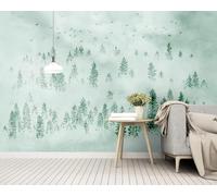 Murale da parete con sfondo rurale in stile cartone animato ad acquerello per soggiorno, camera da letto, bar, 3D, 400x280cm