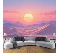 Murale Da Parete Dune Del Deserto Rosa-Arancio, Fotomurali in Seta Minimalismo, Rosa Poster Decorativo per Soggiorno O Cameretta 400x280cm