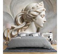 Murale Da Parete Vintage In Marmo Con Dama Con Corona 265 × 280 Cm In Tessuto Non Tessuto 3D Panoramico Beige Scultura Della Dea Arte Per Camera Da Letto Soggiorno Decorazione Per La Casa Dama In R