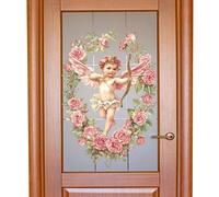 murale floreale con Cupido Bambino per dormitori, bagno e cucina