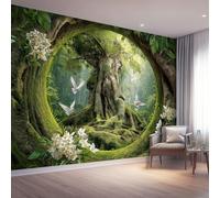 Murale in Carta da Parati Colorato - Fantaisie Mousse Racines d'arbres Forêt Stampato in Alta Definizione - Perfetto per Casa, Ufficio, Ristorante, Hotel - Facile da Installare - 300 x 210 cm