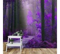 Murale in PVC autoadesivo carta da parati 3D paesaggio viola foglia di foresta pittura murale di sfondo sfondo soggiorno camera da letto arte decorativa