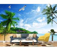 Murale In Tessuto Non Tessuto Alberi Di Cotone Sulle Spiagge Carta Da Parati Decorazione Murale Soggiorno Camera Da Letto Dal Design Moderno 350Cm(W)*256Cm(H)