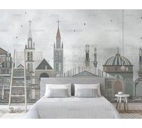 Murale In Tessuto Non Tessuto Architettura Della Città Carta Da Parati Decorazione Murale Soggiorno Camera Da Letto Dal Design Moderno 350Cm(W)*256Cm(H)