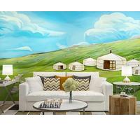 Murale In Tessuto Non Tessuto Paesaggi Di Prateria Carta Da Parati Decorazione Murale Soggiorno Camera Da Letto Dal Design Moderno 350Cm(W)*256Cm(H)