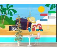 Murale In Tessuto Non Tessuto Paesaggio Delle Vacanze In Riva Al Mare Carta Da Parati Decorazione Murale Soggiorno Camera Da Letto Dal Design Moderno 400Cm(W)*280Cm(H)