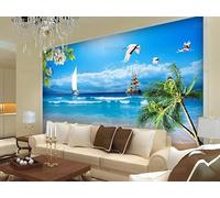 Murale In Tessuto Non Tessuto Veduta Di Palma Di Dattero Sulle Spiagge Carta Da Parati Decorazione Murale Soggiorno Camera Da Letto Dal Design Moderno 150Cm(W)*105Cm(H)