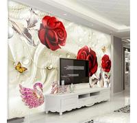 Murale Moderno 3D Che Decora La Camera Da Letto Fiore Rosso Farfalla Paesaggio Tv Camera Da Letto Carta Da Parati Soggiorno Murale-300cm×210cm