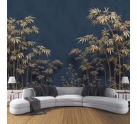 Murale Panoramico 3D Personalizzato, Design Foglie e fiori di bambù Illustrazioni botaniche, 300 x 210 cm, Adesivo Decorativo da Parete tipo Poster