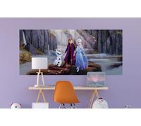 Murale Panoramico Wallpaper Elsa Anna 202x90cm Personaggi Disney Frozen Grande