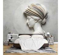 Murale Parete con Profilo Donna Classica Dischi Sovrapposti Carta da Parati Fotografica Tessuto Non Tessuto 180 x 120 cm Carta da Parati 3D Arte Murale Moderna per Soggiorno Camera Letto Decorazione