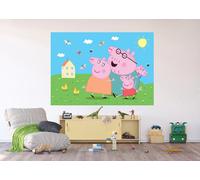Murale Peppa Pig 155x110cm Vivaio Camera da Letto Verde Gigante Poster Cartoon