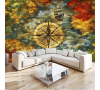 Murales da Parete 3D Arte Fantastica Arte, Bussola Geometrica Con Texture Anticata Carta da Parati Fotografica di Alta Qualità per Soggiorno e Camere da Letto 300 x 210 cm