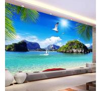Murales Da Parete 3D Vista Mare Sull'Isola Carta Da Parati Fotografica 3D,Murale,Soggiorno,Camera Da Letto,Sfondo Da Soffitto,Decorazione,Dipinto 200x140cm