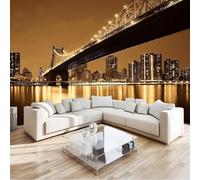 Murales da Parete Premium 3D Fotografia Artistica Arte da Parete Straordinaria, Luci Del Ponte Del Grattacielo Carta da Parati Fotografica di Alta Qualità per Soggiorno e Camere da Letto 200 x 140 cm
