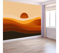 Murales da Parete Premium 3D Minimalismo = Yi Arte da Parete Straordinaria, Sole All'Orizzonte Tramonto Carta da Parati Fotografica di Alta Qualità per Soggiorno e Camere da Letto 250 x 175 cm
