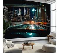 Murales da Parete Premium 3D Paesaggio Urbano Arte da Parete Straordinaria, Architettura Ponte Vista Notturna Carta da Parati Fotografica di Alta Qualità per Soggiorno e Camere da Letto 500 x 280 cm