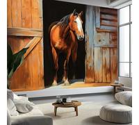 Murales da Parete Premium 3D Stile Fattoria Arte da Parete Straordinaria, Venatura Del Legno Cavallo Strisce Carta da Parati Fotografica di Alta Qualità per Soggiorno e Camere da Letto 250 x 175 cm