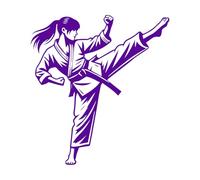 Murales e adesivi murali in vinile progettazione della posa d'azione della ragazza di karate 67.2x72.6cm Diverse opzioni di dimensioni Viola