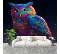 Murales Fotomurale 200x140cm Gufo Animale Fantastico Decorazione Murale -Moderni Soggiorno Ufficio - Poster Colorato Carta da Parati in Tessuto Non Tessuto Murale Adesivi da Parete