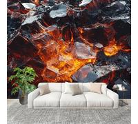 Murales Fotomurale 200x140cm L'Arte Del Ghiaccio E Del Fuoco Decorazione Murale -Moderni Soggiorno Ufficio - Poster Colore Arancione Carta da Parati in Tessuto Non Tessuto Murale Adesivi da Parete
