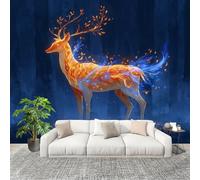 Murales Fotomurale 250x175cm Cervo Animale Fantastico Decorazione Murale -Moderni Soggiorno Ufficio - Poster Blu Carta da Parati in Tessuto Non Tessuto Murale Adesivi da Parete