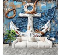 Murales Fotomurale 250x175cm Tema Dell'Ancora sailing Decorazione Murale -Moderni Soggiorno Ufficio - Poster Blu Carta da Parati in Tessuto Non Tessuto Murale Adesivi da Parete