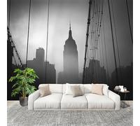Murales Fotomurale 300x210cm Skyline Della Città Nella Nebbia Decorazione Murale -Moderni Soggiorno Ufficio - Poster Grigio Carta da Parati in Tessuto Non Tessuto Murale Adesivi da Parete
