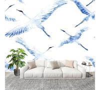 Murales Fotomurale 350x256cm Gru Animale Ad Acquerello Decorazione Murale -Moderni Soggiorno Ufficio - Poster Bianco Carta da Parati in Tessuto Non Tessuto Murale Adesivi da Parete