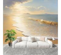 Murales Fotomurale 350x256cm Onde Della Spiaggia All'Alba Decorazione Murale -Moderni Soggiorno Ufficio - Poster Di Colore Chiaro Carta da Parati in Tessuto Non Tessuto Murale Adesivi da Parete