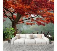 Murales Fotomurale 400x280cm Pianta jungleale Albero Foglia D'Acero Decorazione Murale -Moderni Soggiorno Ufficio - Poster Verde Carta da Parati in Tessuto Non Tessuto Murale Adesivi da Parete