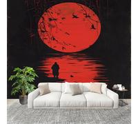 Murales Fotomurale 400x280cm Silhouette Di Figura Rotonda Del Sole Decorazione Murale -Moderni Soggiorno Ufficio - Poster Nero Carta da Parati in Tessuto Non Tessuto Murale Adesivi da Parete