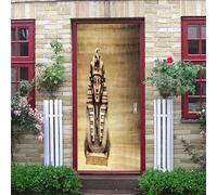 Murales Poster Per Porte Statua Del Faraone Dell'Antico Egitto 77X200Cm Carta Da Parati Adesivo Per Porta 3D Autoadesivo Fotomurali Impermeabile Decalcomanie Famiglia Soggiorno Bagno Decorazione