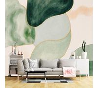 Murali da parete di dimensioni personalizzate, forme organiche astratte arte botanica ispirata alla natura, forme fluide dai toni della terra, tessuto autoadesivo da parete (senza PVC), grande carta