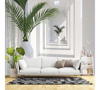 Murali da parete di dimensioni personalizzate, minimalista bianco corridoio pianta palma luce solare architettura moderna, tessuto autoadesivo da parete (senza PVC) grande carta da parati rimovibile