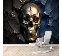 Murali da parete di dimensioni personalizzate, texture di roccia incrinata, arte astratta in bronzo oro, autoadesivo, rivestimento murale rimovibile attivato dall'acqua, grande carta da parati