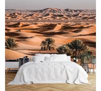 Murali da parete di dimensioni personalizzate, vaste dune di sabbia del deserto con palme, murali realistici, in tessuto autoadesivo (senza PVC), carta da parati rimovibile per soggiorno e ufficio