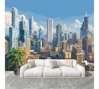 Muralo 200x140cm Città Moderna E Prospera Tessuto Non Tessuto Murale Alla Moda Murale Poster Blu Parati Decorazione Murale Soggiorno Camera Da Letto Dal Design Moderno