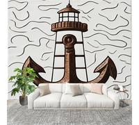 Muralo 200x140cm Faro Astratto Dell'Ancora Tessuto Non Tessuto Murale Alla Moda Murale Poster Bianco Parati Decorazione Murale Soggiorno Camera Da Letto Dal Design Moderno