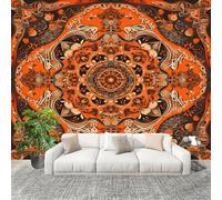Muralo 200x140cm Mandala Modello Tessuto Non Tessuto Murale Alla Moda Murale Poster Colore Arancione Parati Decorazione Murale Soggiorno Camera Da Letto Dal Design Moderno