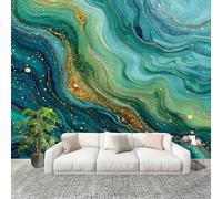 Muralo 200x140cm Onirico Cielo Stellato Fluido Tessuto Non Tessuto Murale Alla Moda Murale Poster Blu-Verde Parati Decorazione Murale Soggiorno Camera Da Letto Dal Design Moderno