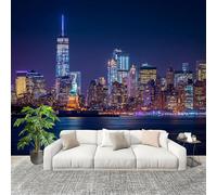 Muralo 200x140cm Scena Notturna Della Città Moderna Tessuto Non Tessuto Murale Alla Moda Murale Poster Multicolore Parati Decorazione Murale Soggiorno Camera Da Letto Dal Design Moderno