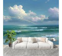 Muralo 250x175cm Arcobaleno Da Sogno Sul Mare Tessuto Non Tessuto Murale Alla Moda Murale Poster Multicolore Parati Decorazione Murale Soggiorno Camera Da Letto Dal Design Moderno