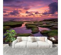 Muralo 250x175cm Bellissimo Tramonto In Riva Al Mare Tessuto Non Tessuto Murale Alla Moda Murale Poster Rosso-Arancio Parati Decorazione Murale Soggiorno Camera Da Letto Dal Design Moderno