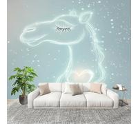 Muralo 250x175cm Cammello Animale Fantastico Tessuto Non Tessuto Murale Alla Moda Murale Poster Azzurro Parati Decorazione Murale Soggiorno Camera Da Letto Dal Design Moderno