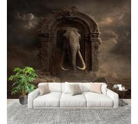 Muralo 250x175cm Elefante Animale Fantastico Tessuto Non Tessuto Murale Alla Moda Murale Poster Di Colore Chiaro Parati Decorazione Murale Soggiorno Camera Da Letto Dal Design Moderno