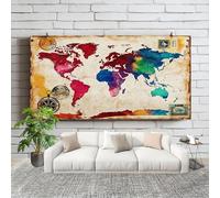 Muralo 250x175cm Mappa Del Mondo Ad Acquerello Tessuto Non Tessuto Murale Alla Moda Murale Poster Bianco Parati Decorazione Murale Soggiorno Camera Da Letto Dal Design Moderno