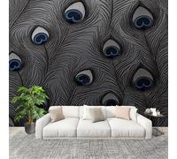 Muralo 250x175cm Trama Astratta Di Piume Di Pavone Tessuto Non Tessuto Murale Alla Moda Murale Poster Grigio Scuro Parati Decorazione Murale Soggiorno Camera Da Letto Dal Design Moderno