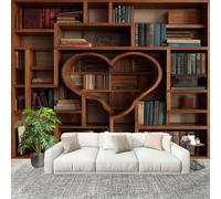 Muralo 300x210cm Griglia Per Libreria Retrò Tessuto Non Tessuto Murale Alla Moda Murale Poster Multicolore Parati Decorazione Murale Soggiorno Camera Da Letto Dal Design Moderno